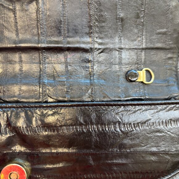 Vintage Black Eel Skin Clutch with Strap - Picture 3 of 8